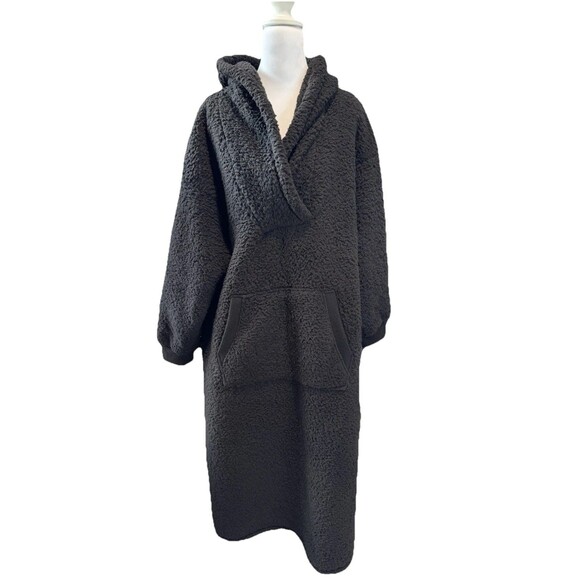 New Women's Simply Vera Vera Wang Cozy Sherpa Faux Fur Hooded Lounger Size L - Picture 2 of 6